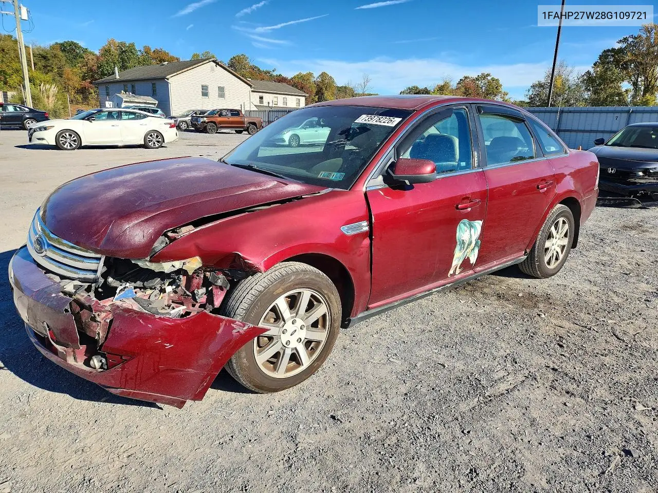 FORD TAURUS 2008, VIN 1FAHP27W28G109721