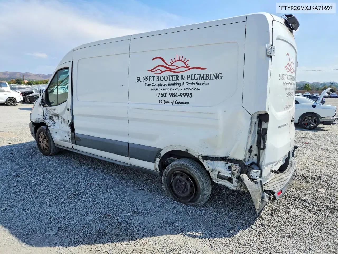 2018 FORD TRANSIT VIN 1FTYR2CMXJKA71697 — фото 2