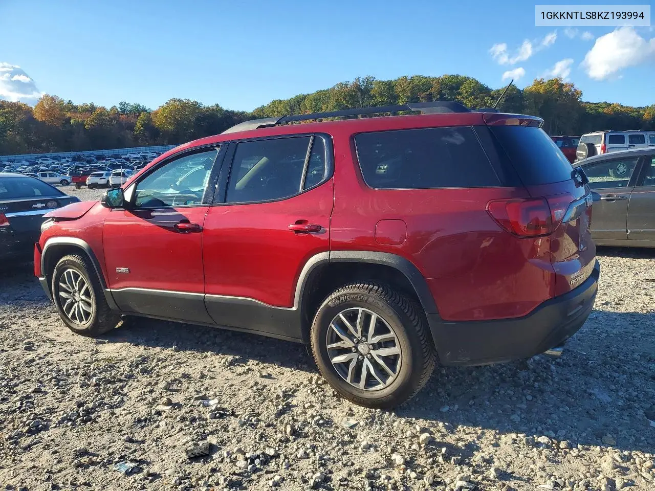 2019 GMC ACADIA VIN 1GKKNTLS8KZ193994 — фото 2