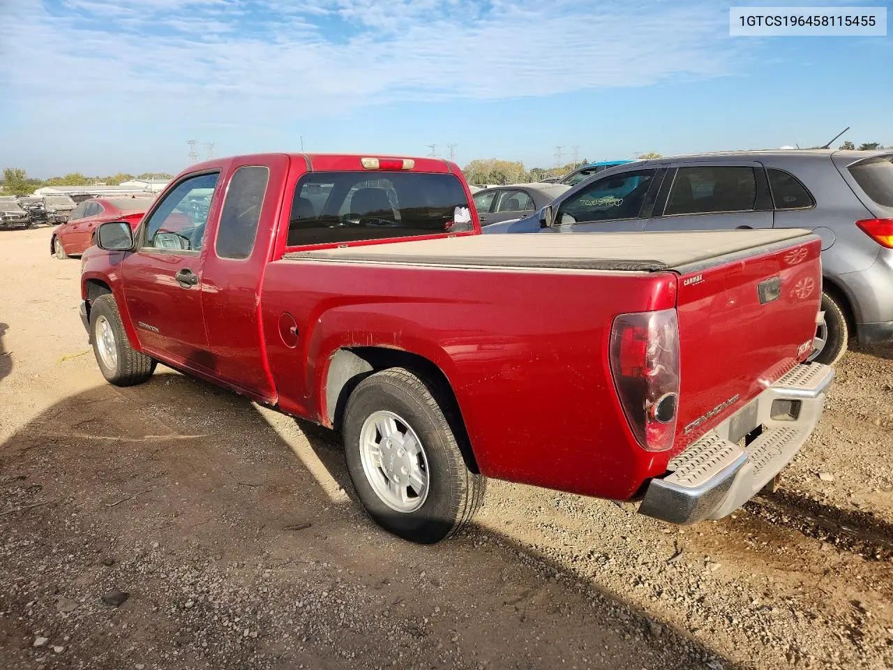 2005 GMC CANYON VIN 1GTCS196458115455 — фото 2