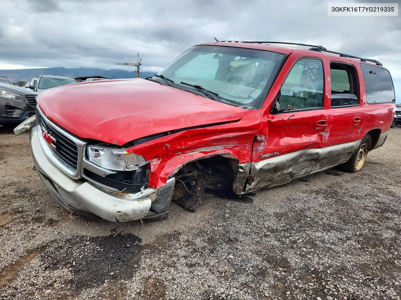 GMC YUKON 2000, VIN 3GKFK16T7YG219335