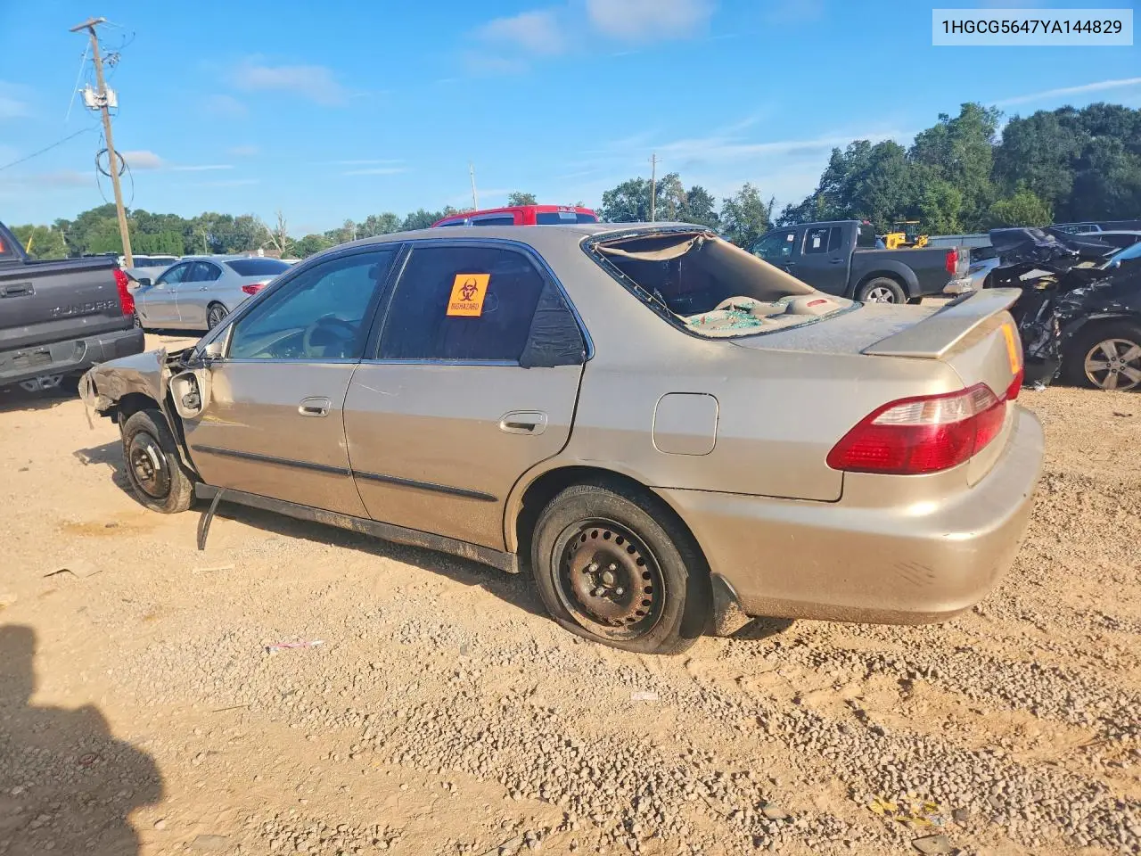 2000 HONDA ACCORD VIN 1HGCG5647YA144829 — фото 2
