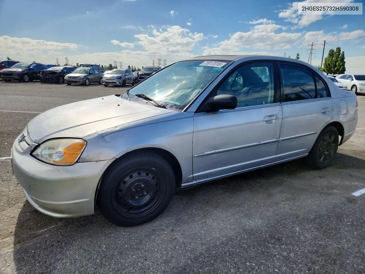 HONDA ACCORD 2002, VIN 2HGES25732H590308