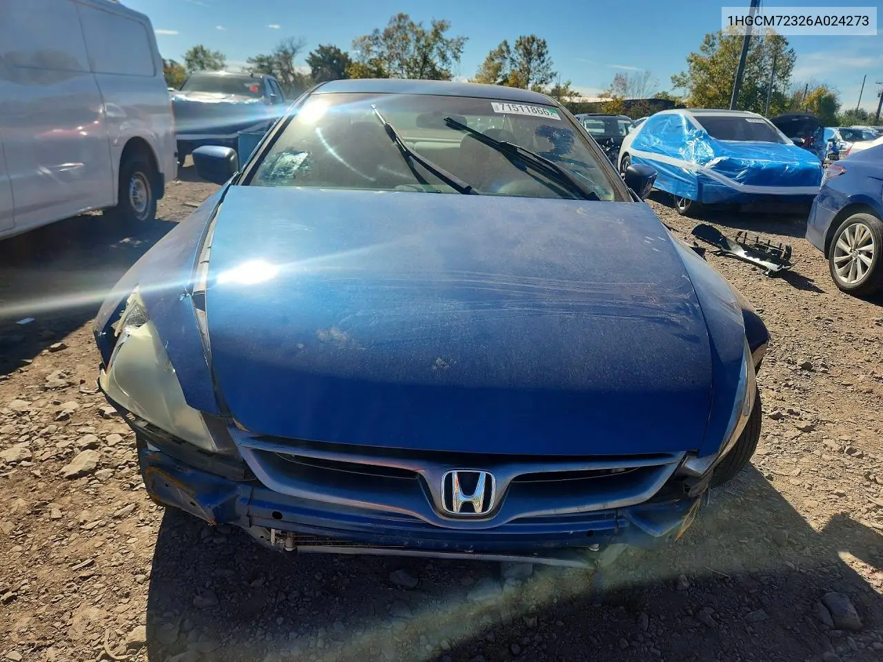 2006 HONDA ACCORD VIN 1HGCM72326A024273 — фото 5