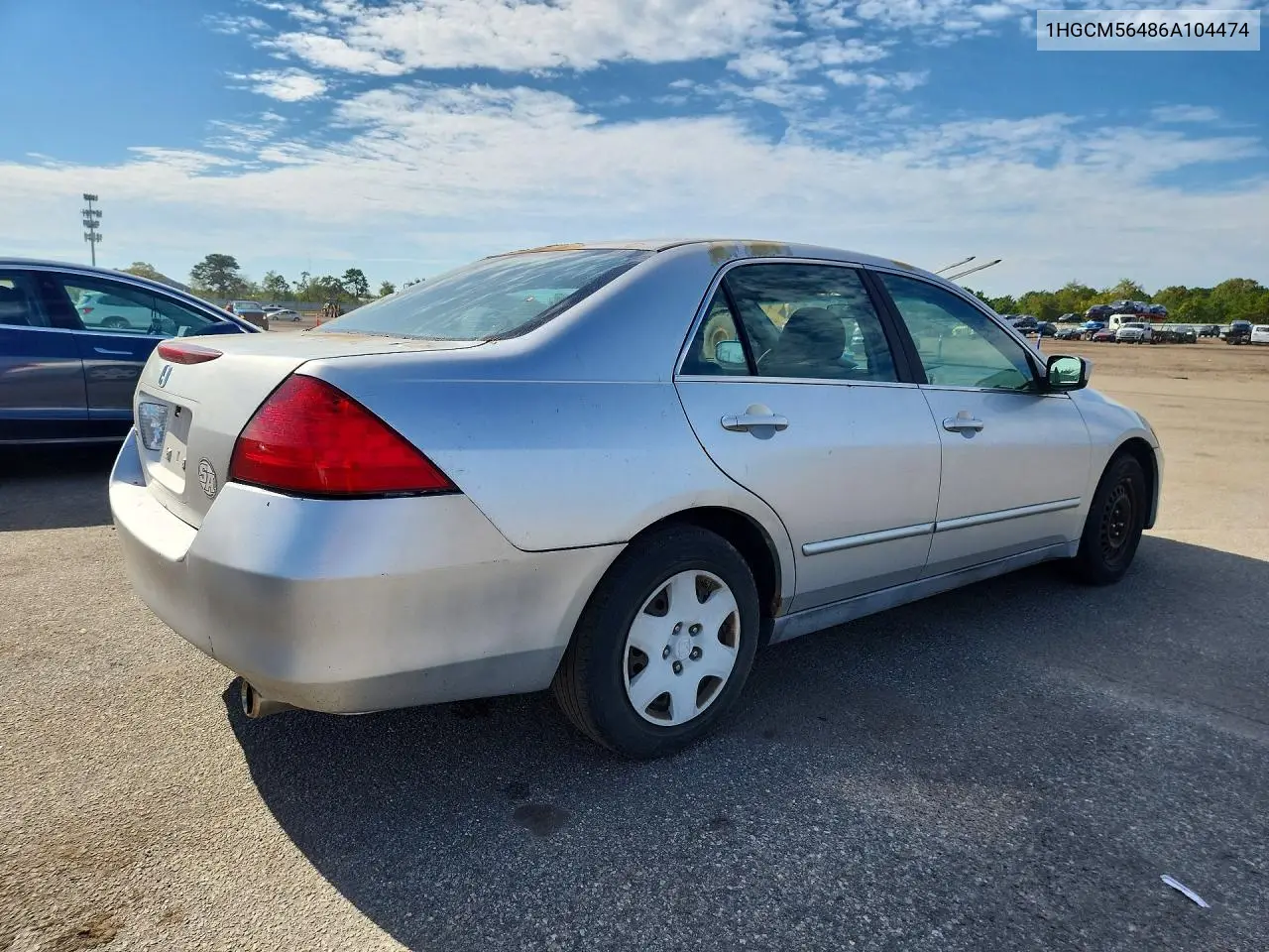 2006 HONDA ACCORD VIN 1HGCM56486A104474 — фото 3