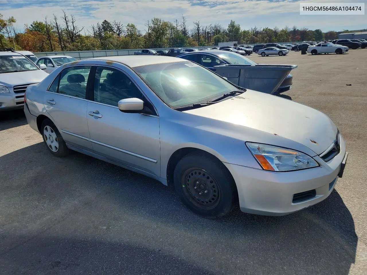 2006 HONDA ACCORD VIN 1HGCM56486A104474 — фото 4