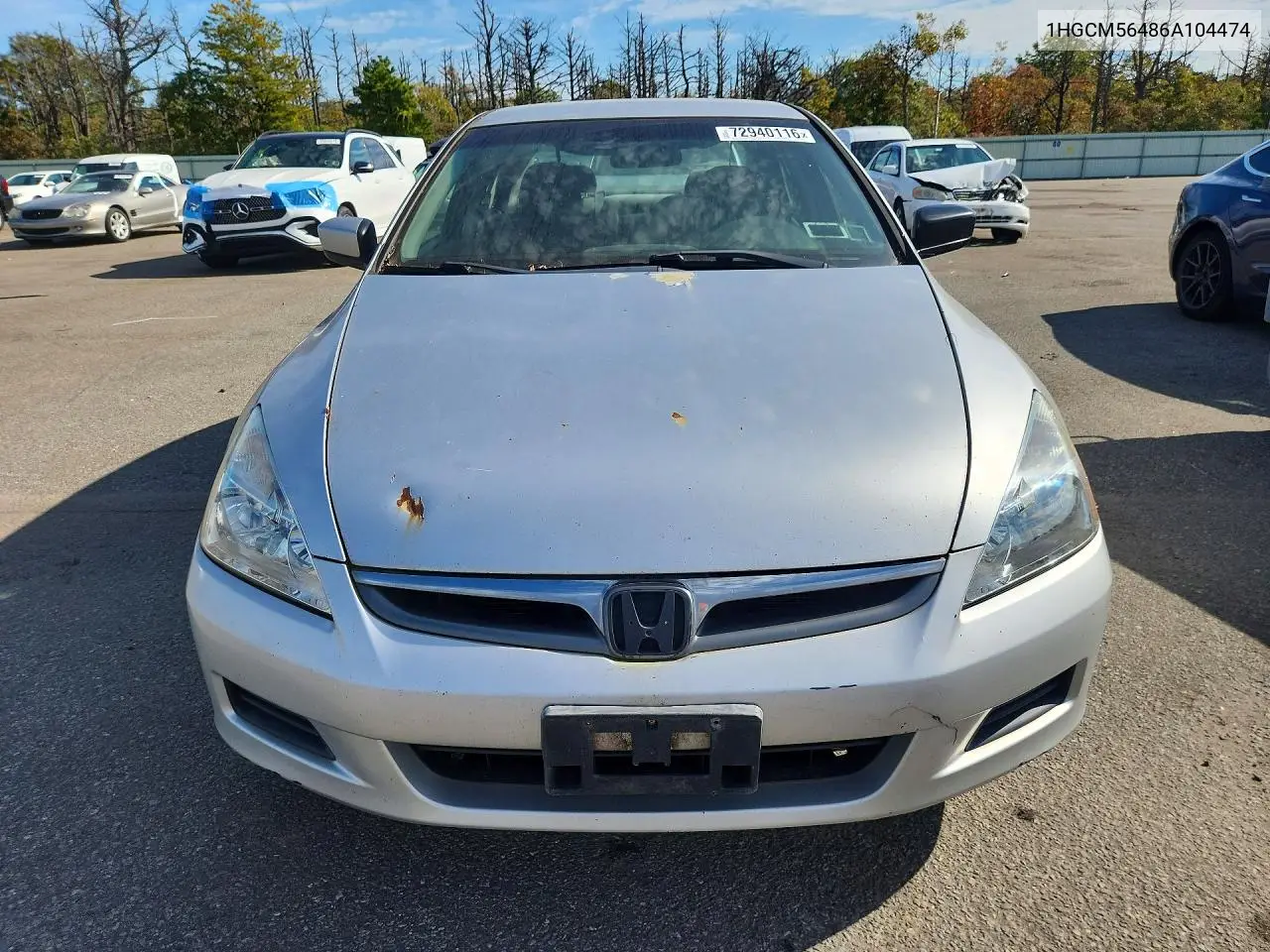 2006 HONDA ACCORD VIN 1HGCM56486A104474 — фото 5