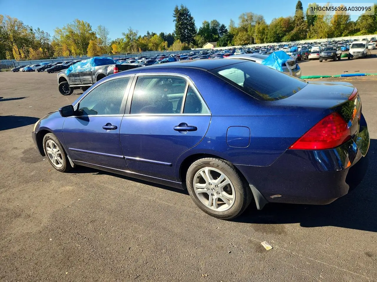 2006 HONDA ACCORD VIN 1HGCM56366A030995 — фото 2