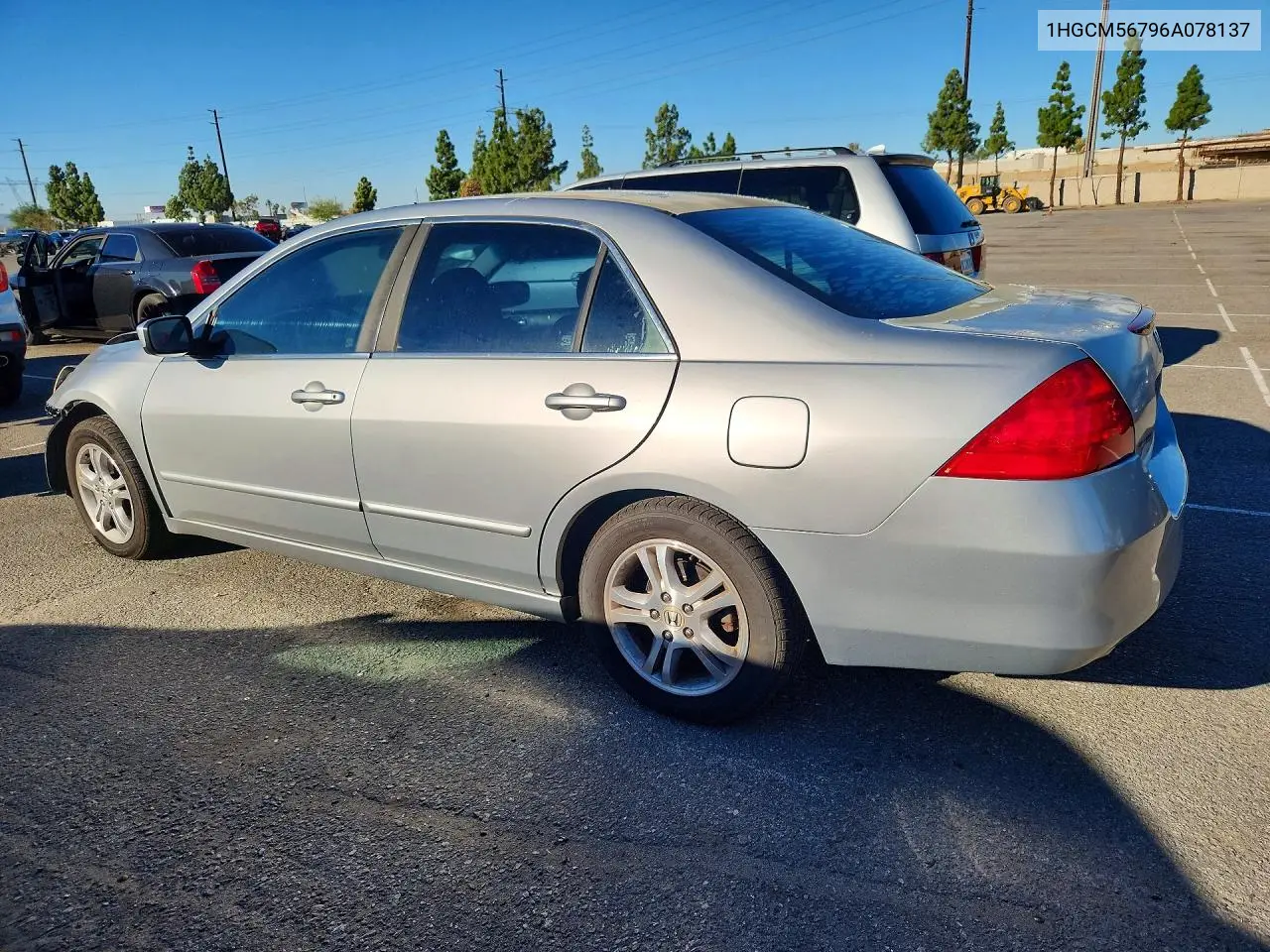 2006 HONDA ACCORD VIN 1HGCM56796A078137 — фото 2
