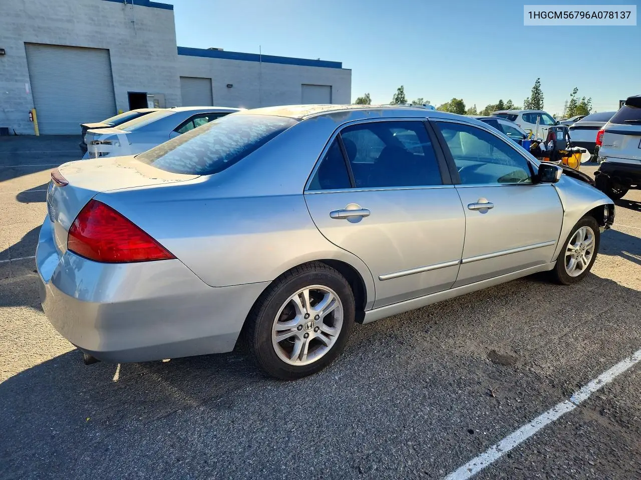 2006 HONDA ACCORD VIN 1HGCM56796A078137 — фото 3