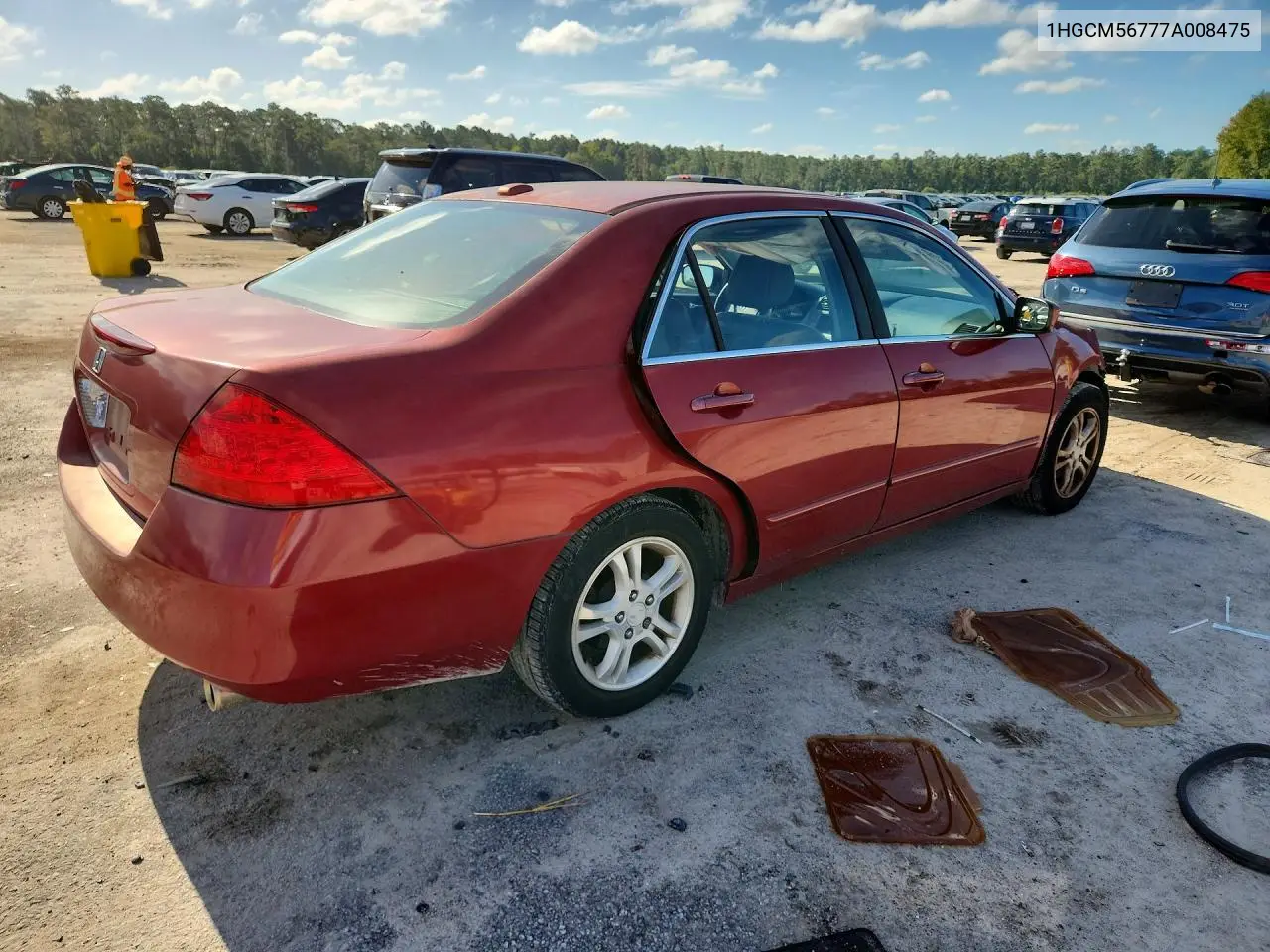 2007 HONDA ACCORD VIN 1HGCM56777A008475 — фото 3
