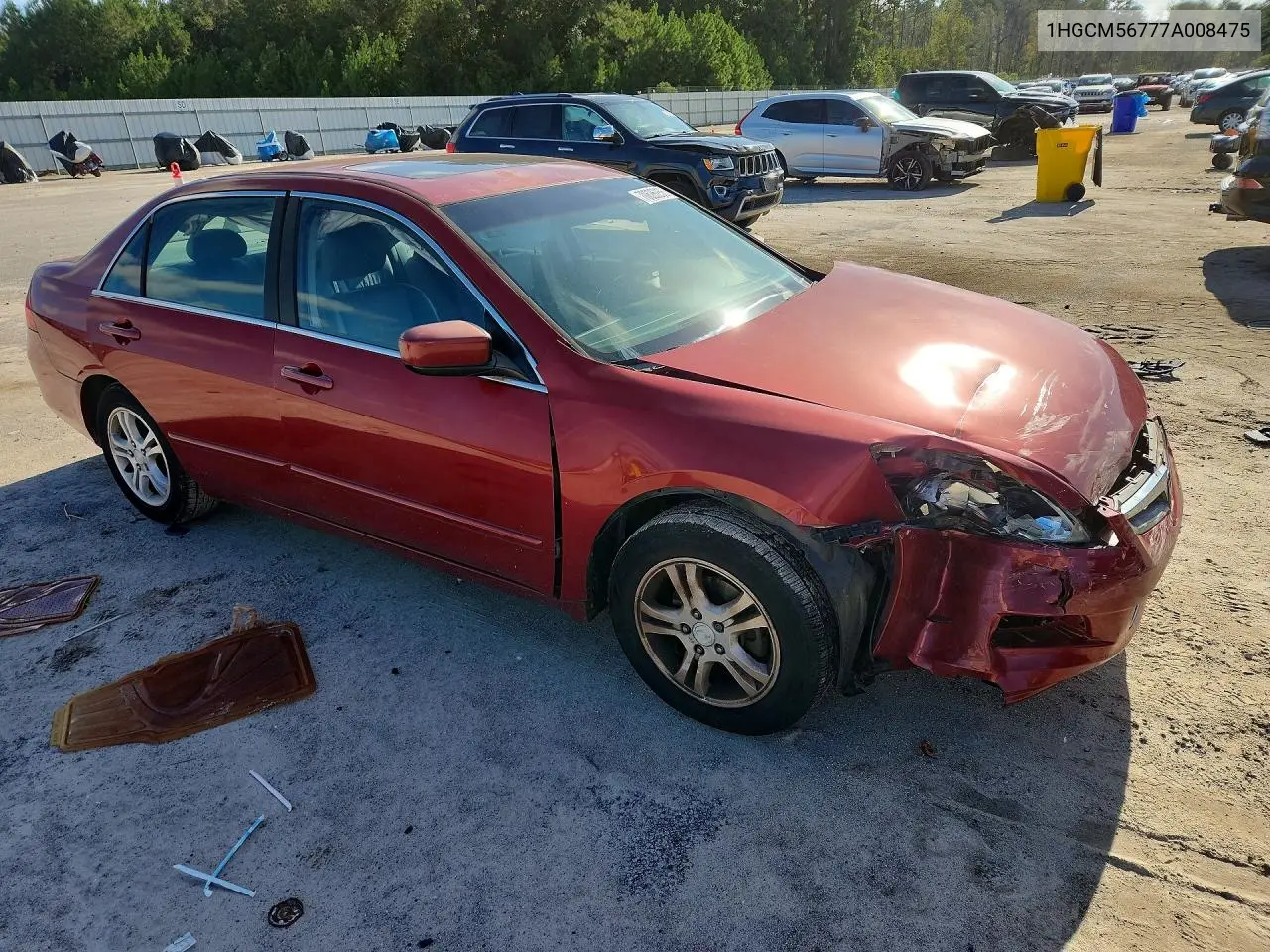2007 HONDA ACCORD VIN 1HGCM56777A008475 — фото 4