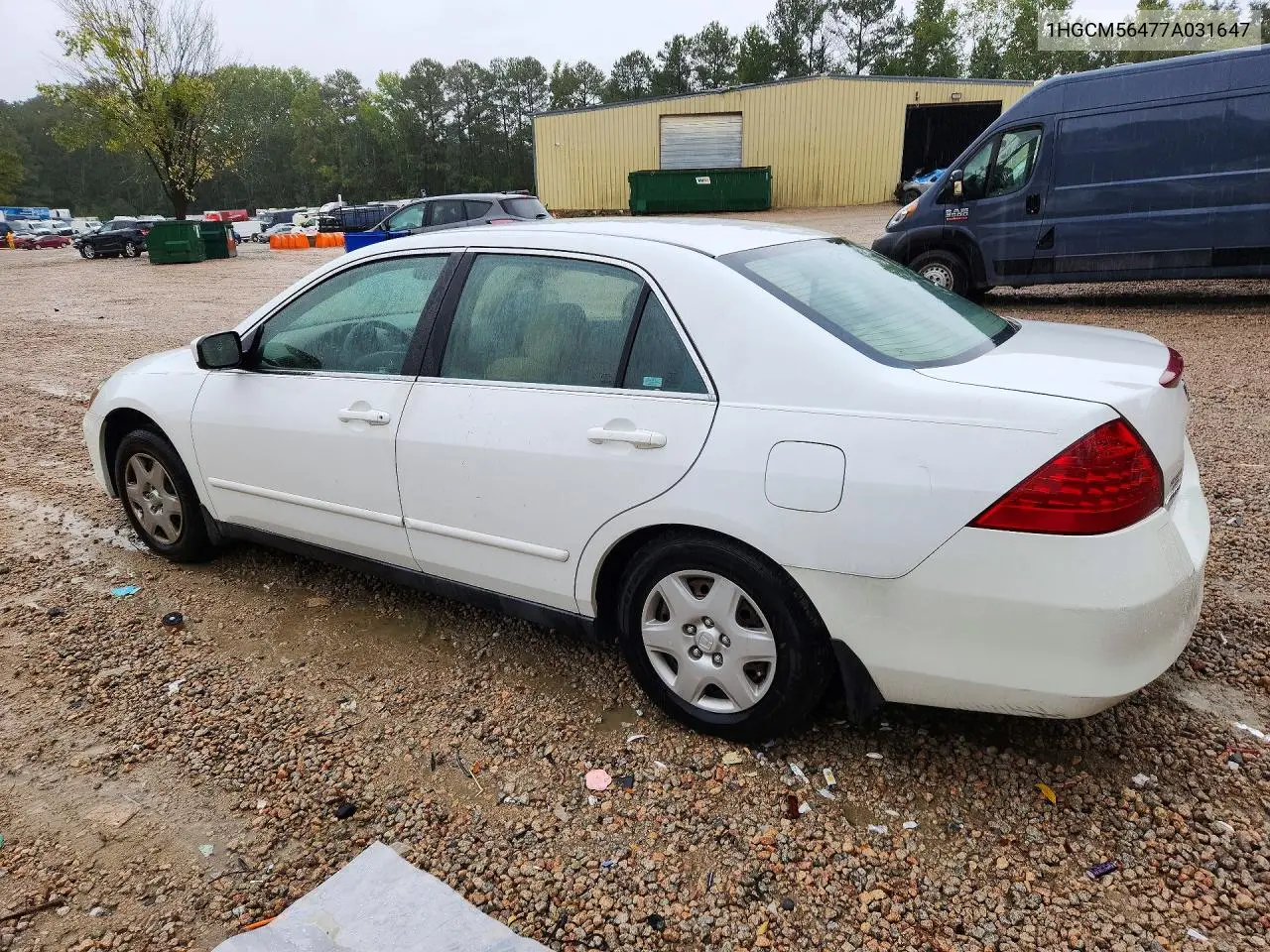 2007 HONDA ACCORD VIN 1HGCM56477A031647 — фото 2