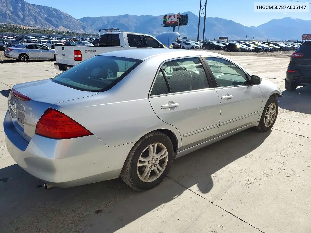 2007 HONDA ACCORD VIN 1HGCM56787A005147 — фото 3