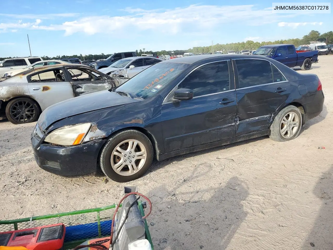 HONDA ACCORD 2007, VIN JHMCM56387C017278