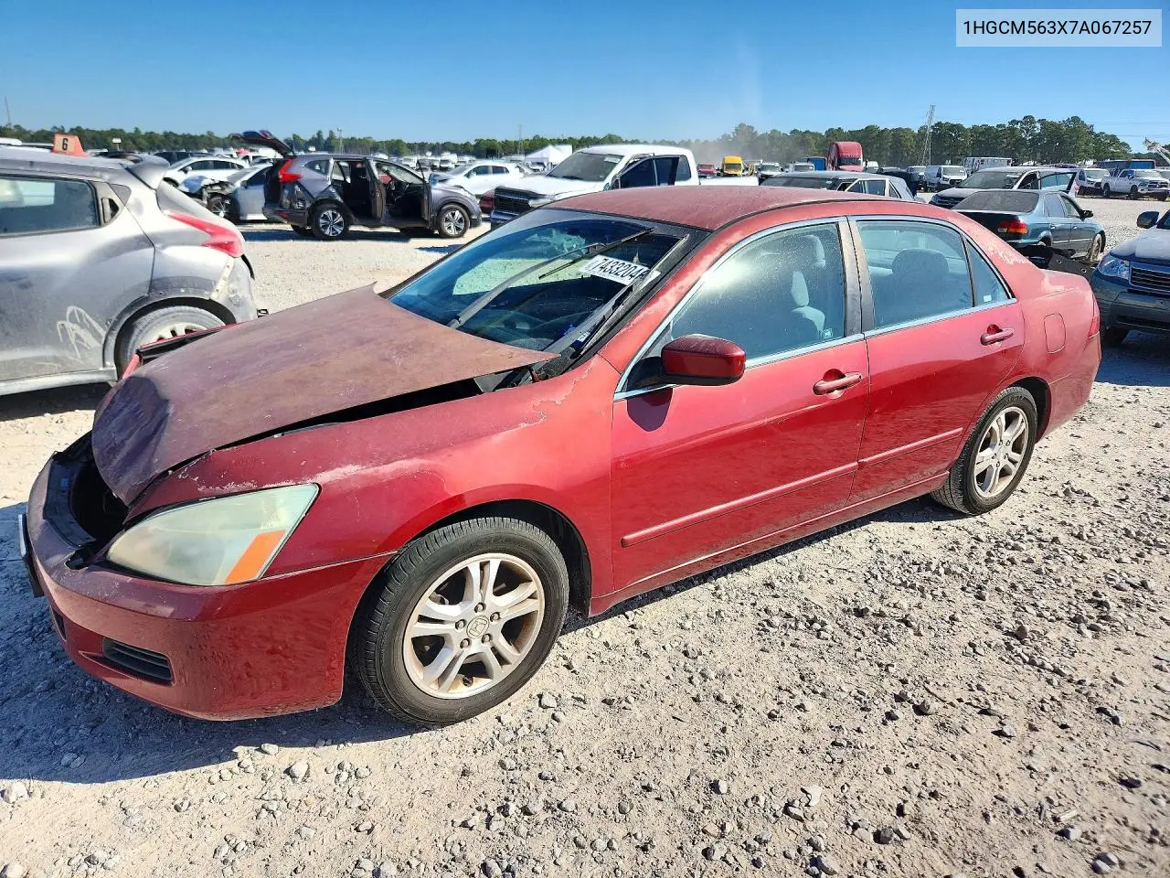 HONDA ACCORD 2007, VIN 1HGCM563X7A067257