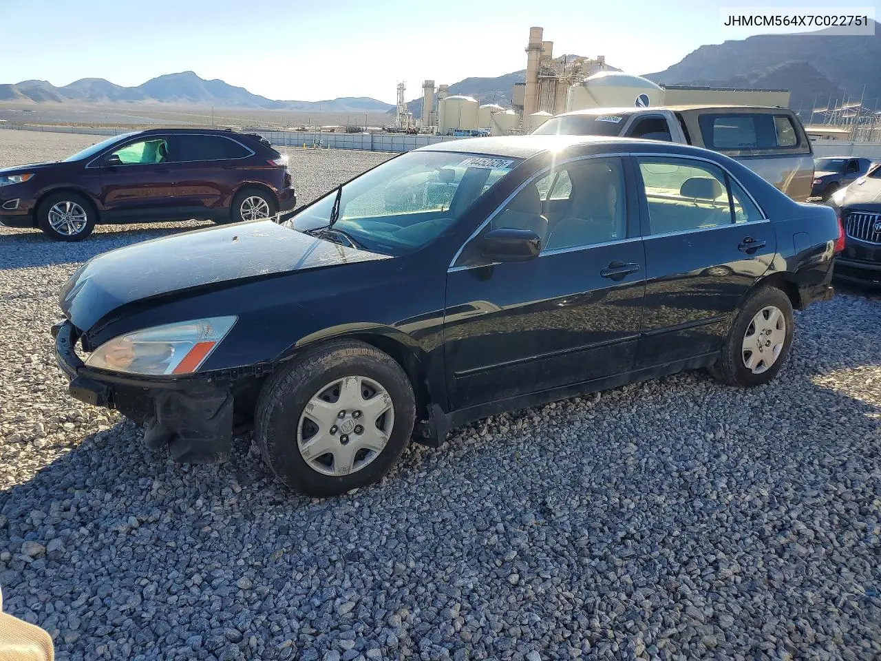 HONDA ACCORD 2007, VIN JHMCM564X7C022751