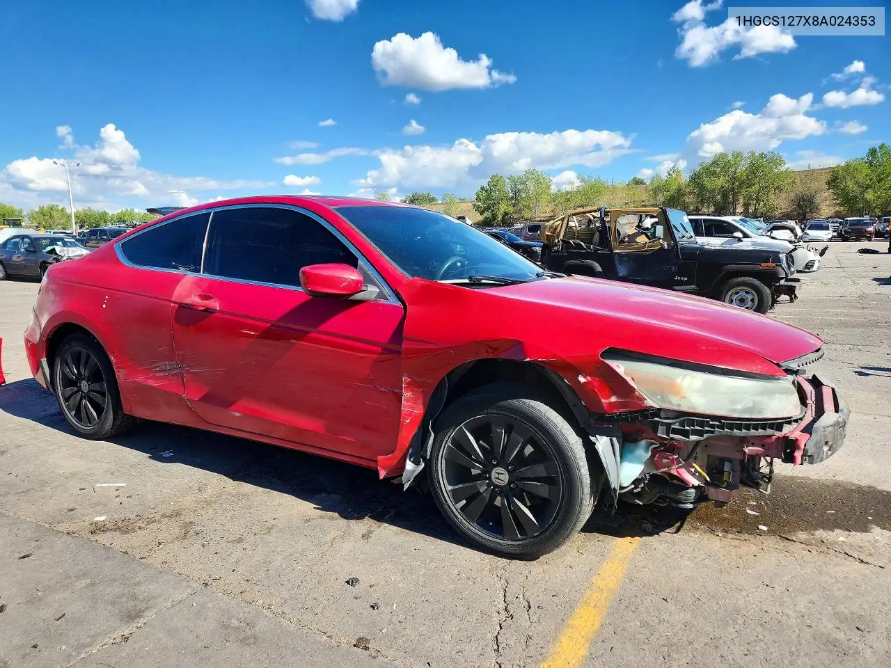 2008 HONDA ACCORD VIN 1HGCS127X8A024353 — фото 4