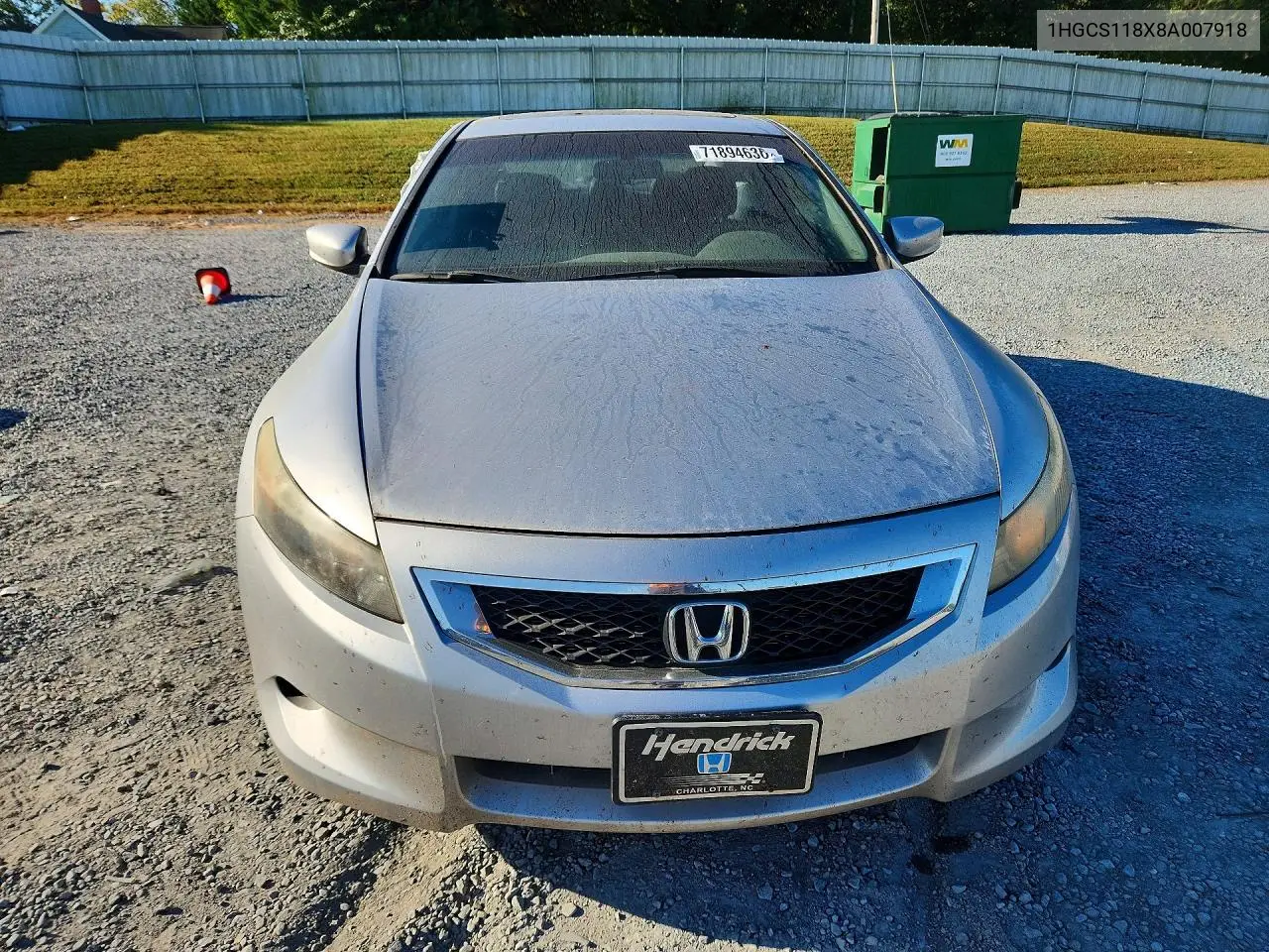 2008 HONDA ACCORD VIN 1HGCS118X8A007918 — фото 5