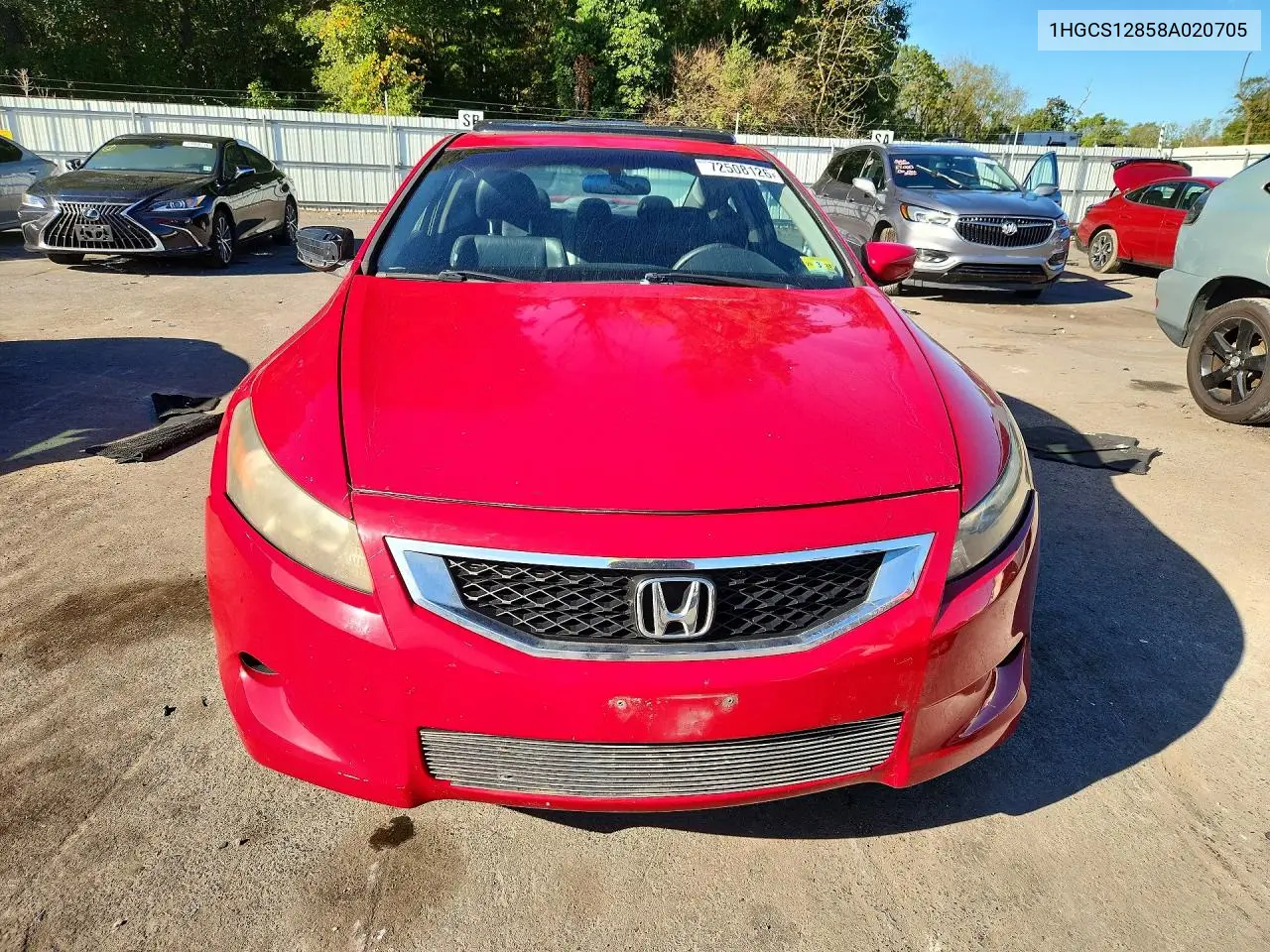 2008 HONDA ACCORD VIN 1HGCS12858A020705 — фото 5