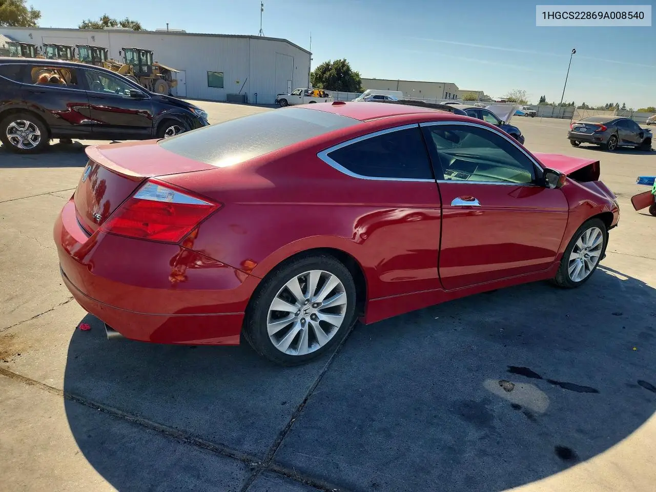 2009 HONDA ACCORD VIN 1HGCS22869A008540 — фото 3