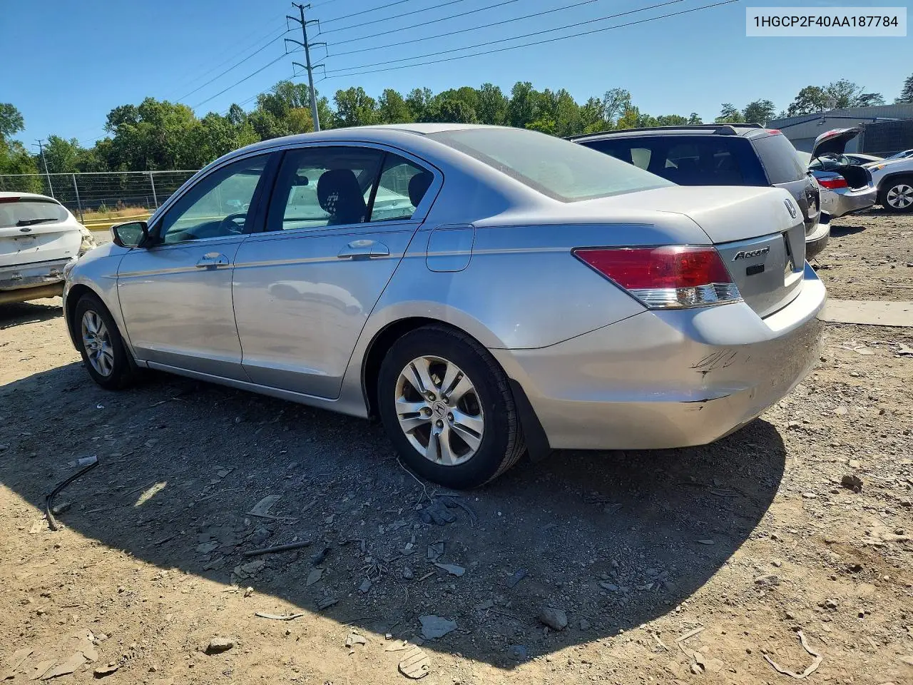 2010 HONDA ACCORD VIN 1HGCP2F40AA187784 — фото 2