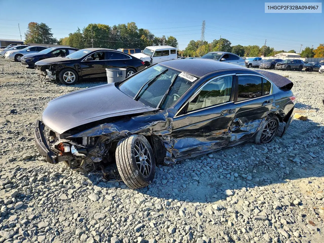 HONDA ACCORD 2011, VIN 1HGCP2F32BA094967