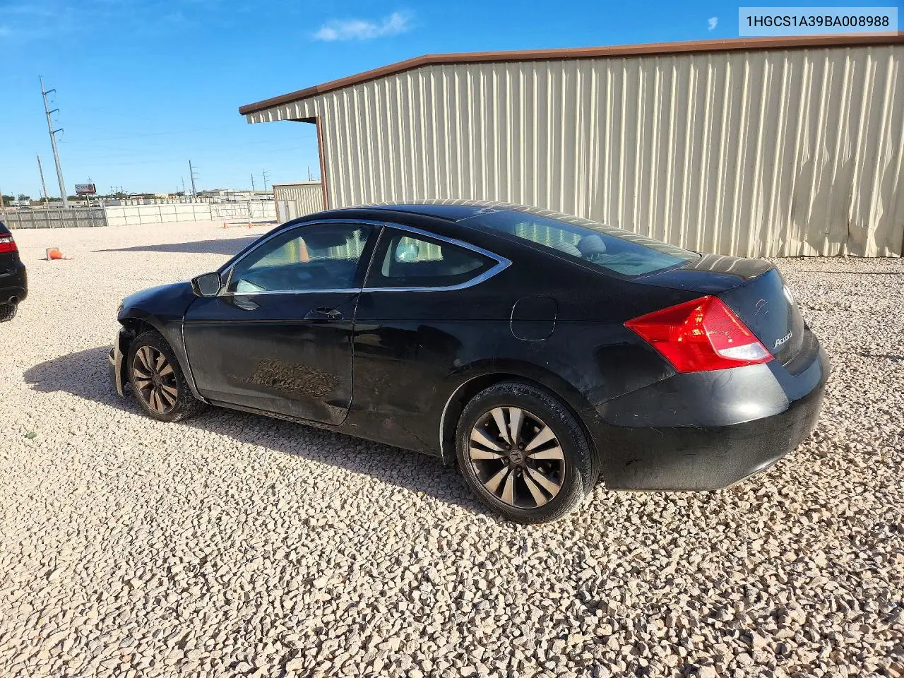 2011 HONDA ACCORD VIN 1HGCS1A39BA008988 — фото 2