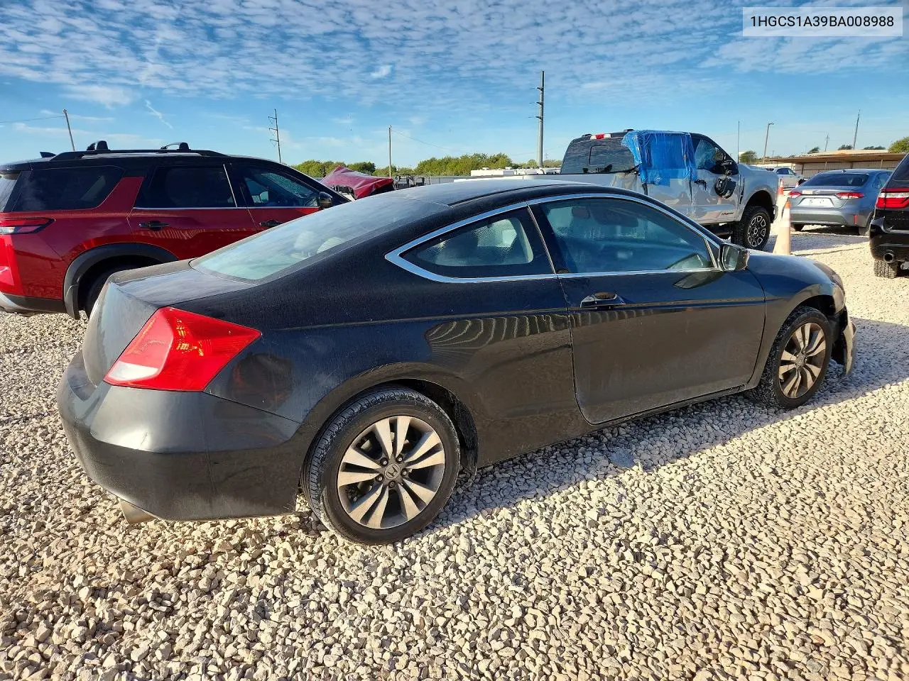 2011 HONDA ACCORD VIN 1HGCS1A39BA008988 — фото 3