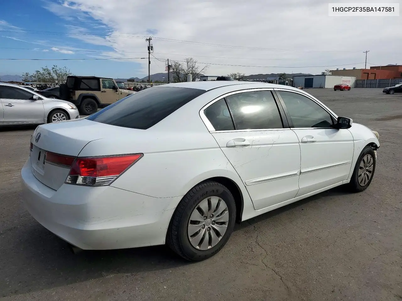 2011 HONDA ACCORD VIN 1HGCP2F35BA147581 — фото 3