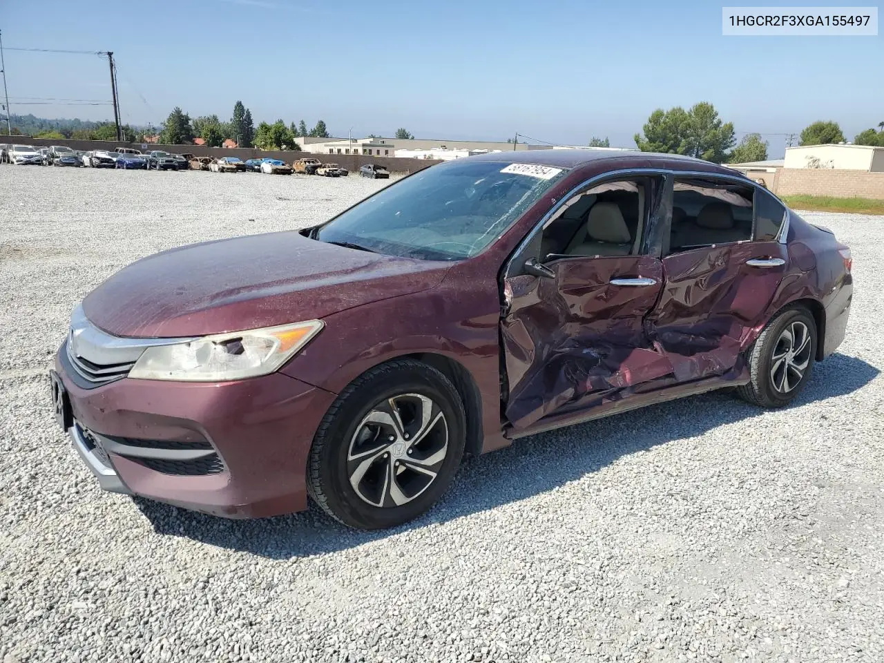 HONDA ACCORD 2016, VIN 1HGCR2F3XGA155497