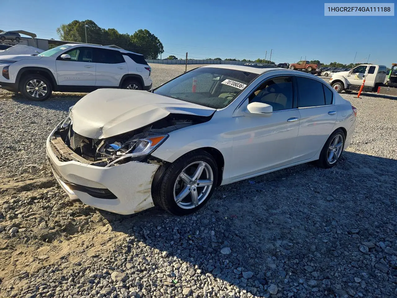 HONDA ACCORD 2016, VIN 1HGCR2F74GA111188