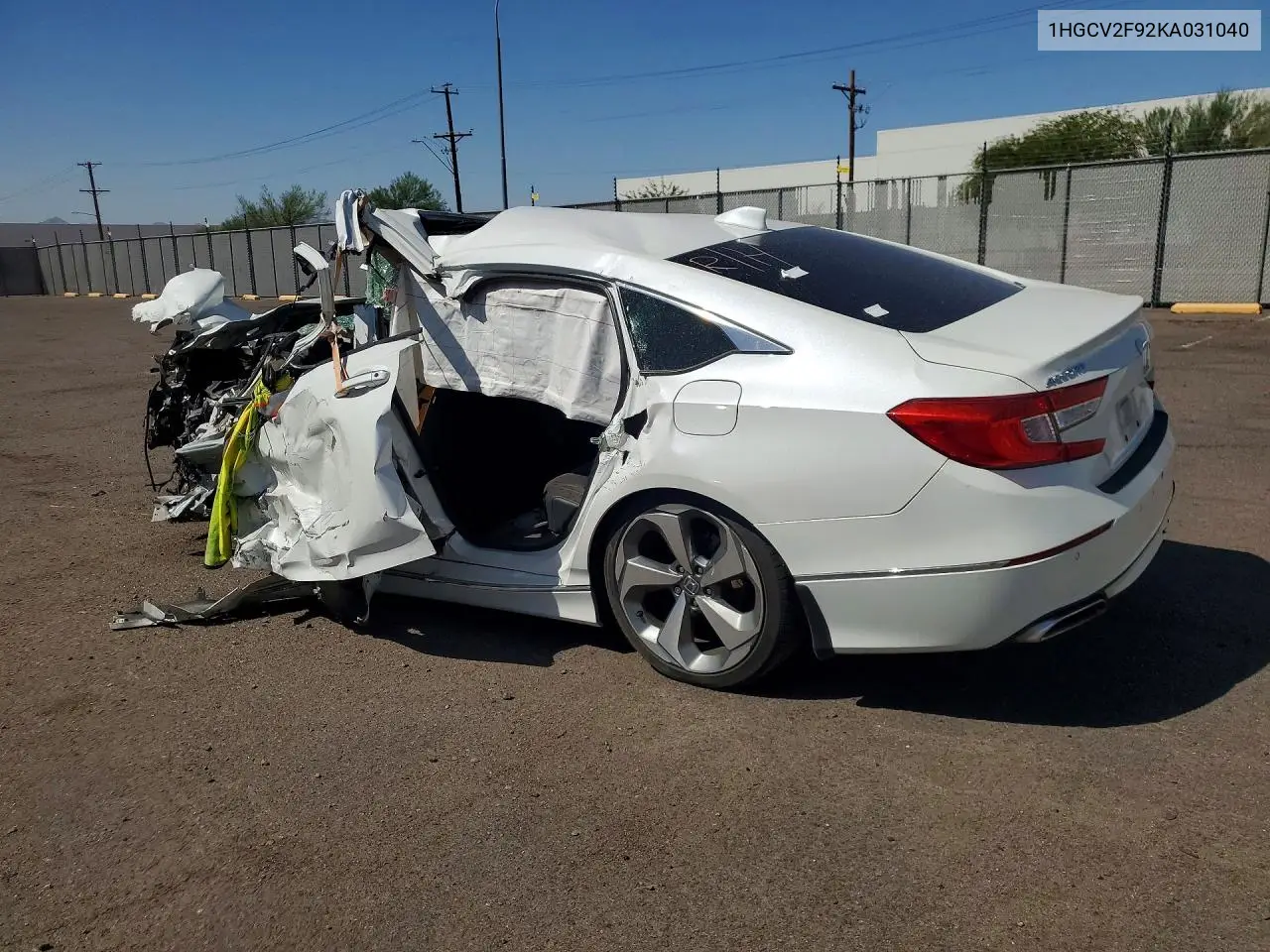 2019 HONDA ACCORD VIN 1HGCV2F92KA031040 — фото 2