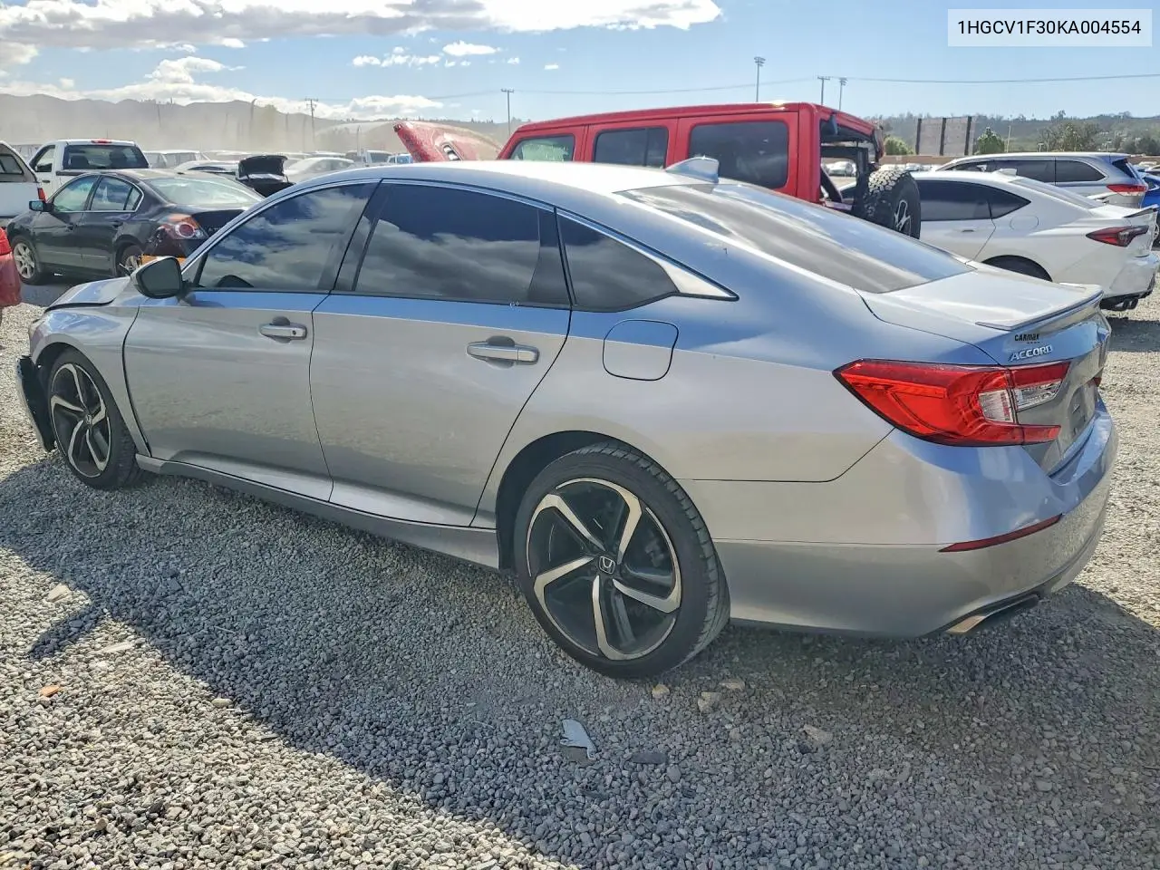 2019 HONDA ACCORD VIN 1HGCV1F30KA004554 — фото 2