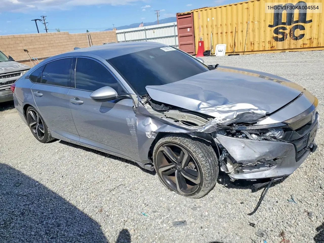 2019 HONDA ACCORD VIN 1HGCV1F30KA004554 — фото 4