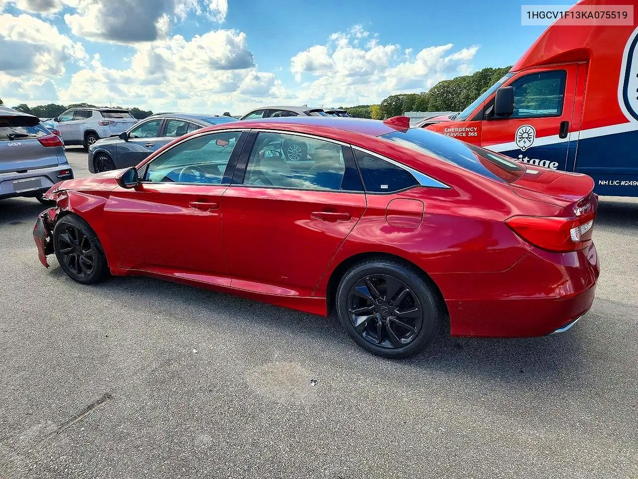 2019 HONDA ACCORD VIN 1HGCV1F13KA075519 — фото 2