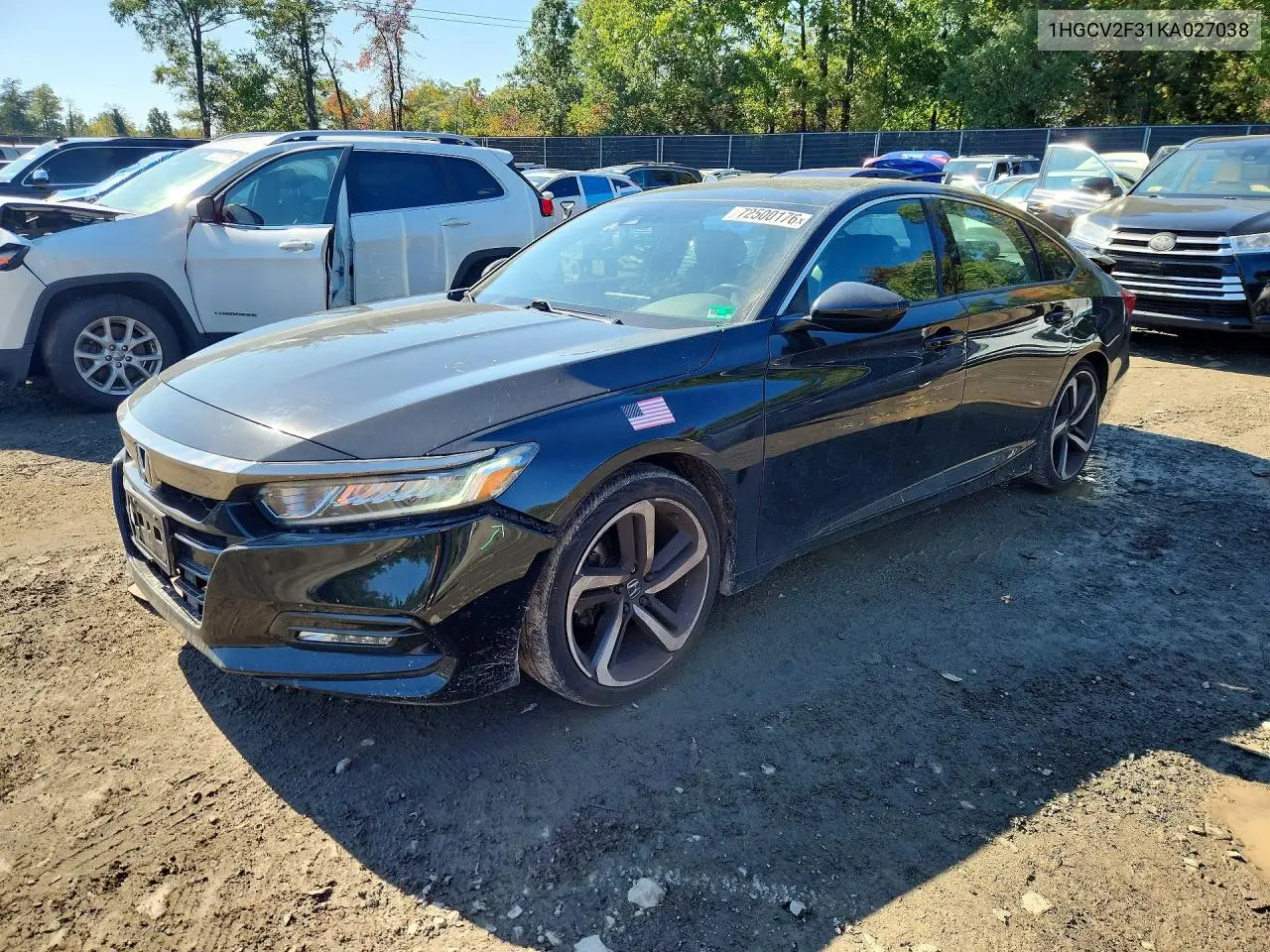 HONDA ACCORD 2019, VIN 1HGCV2F31KA027038