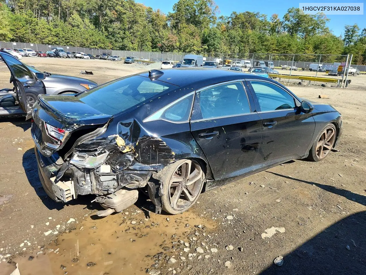 2019 HONDA ACCORD VIN 1HGCV2F31KA027038 — фото 3