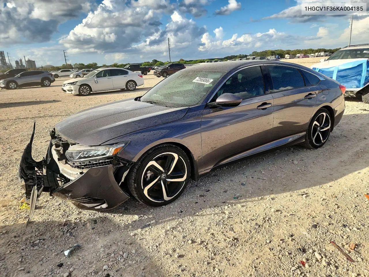 HONDA ACCORD 2019, VIN 1HGCV1F36KA004185