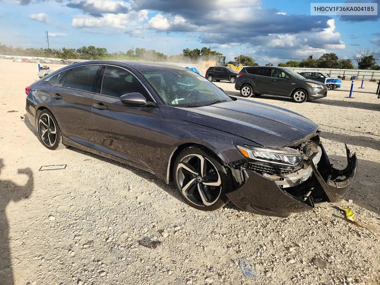 2019 HONDA ACCORD VIN 1HGCV1F36KA004185 — фото 4