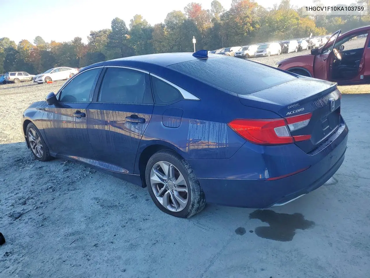 2019 HONDA ACCORD VIN 1HGCV1F10KA103759 — фото 2