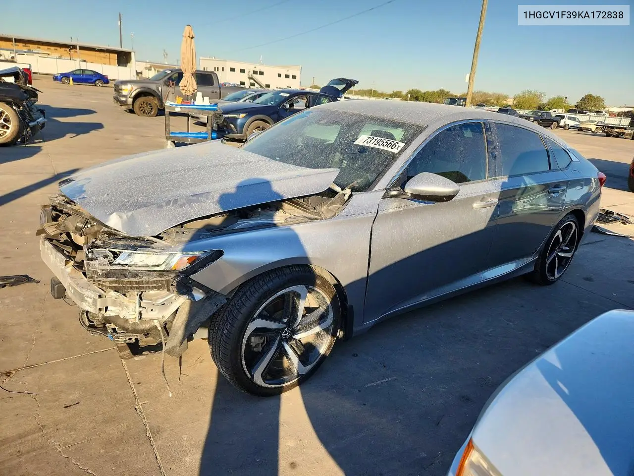 HONDA ACCORD 2019, VIN 1HGCV1F39KA172838