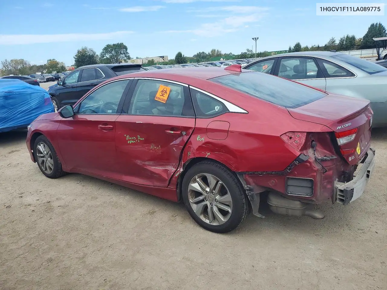 2020 HONDA ACCORD VIN 1HGCV1F11LA089775 — фото 2