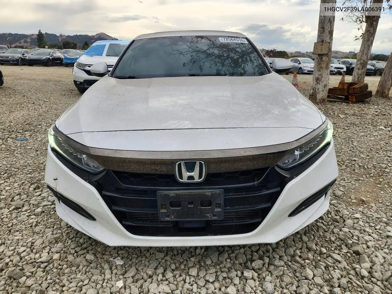 2020 HONDA ACCORD VIN 1HGCV2F39LA006391 — фото 5