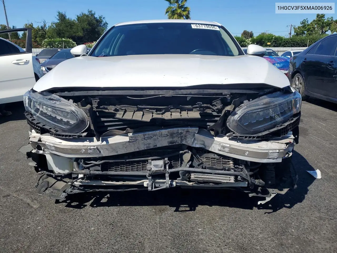 2021 HONDA ACCORD VIN 1HGCV3F5XMA006926 — фото 5