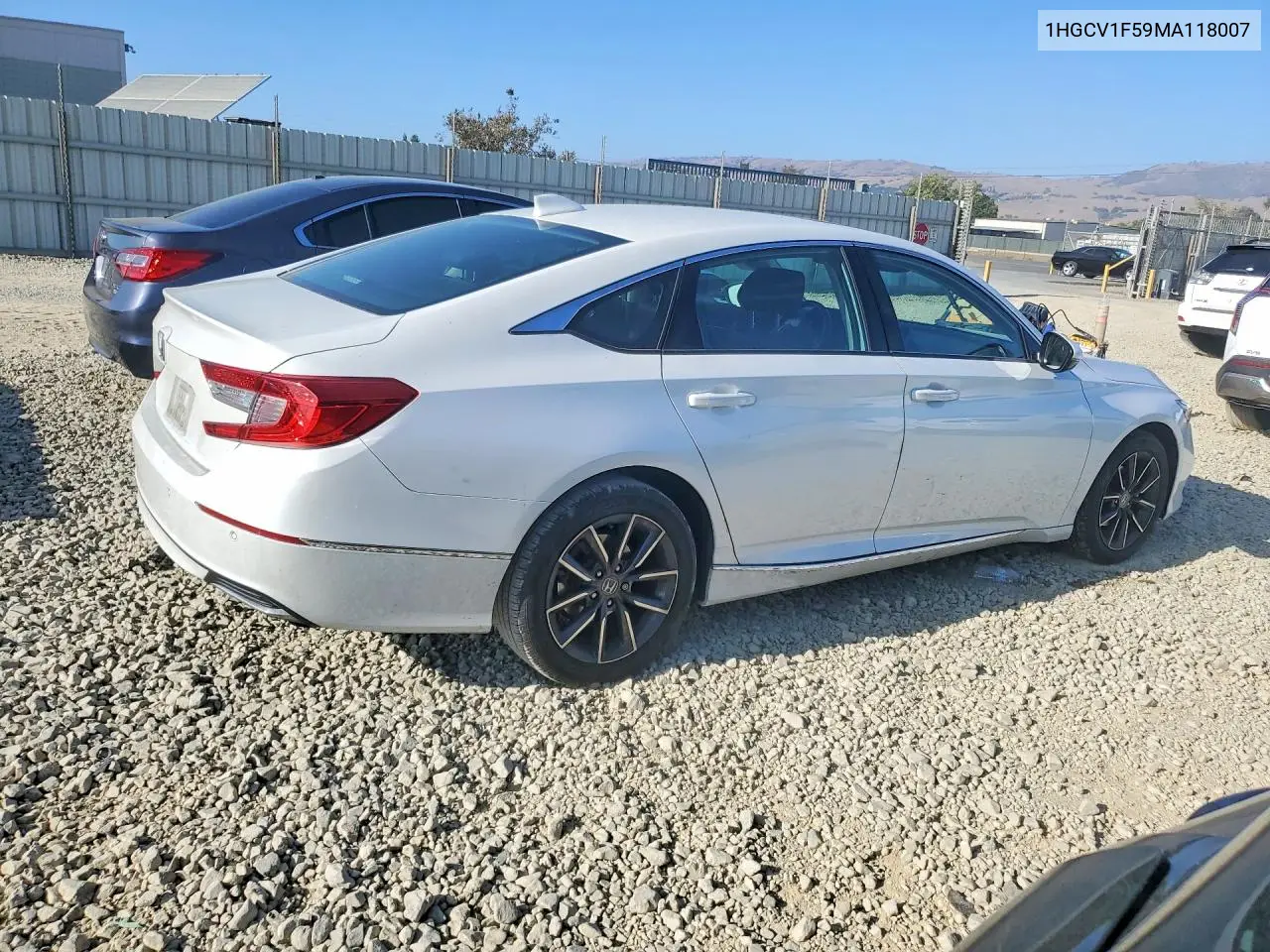2021 HONDA ACCORD VIN 1HGCV1F59MA118007 — фото 3