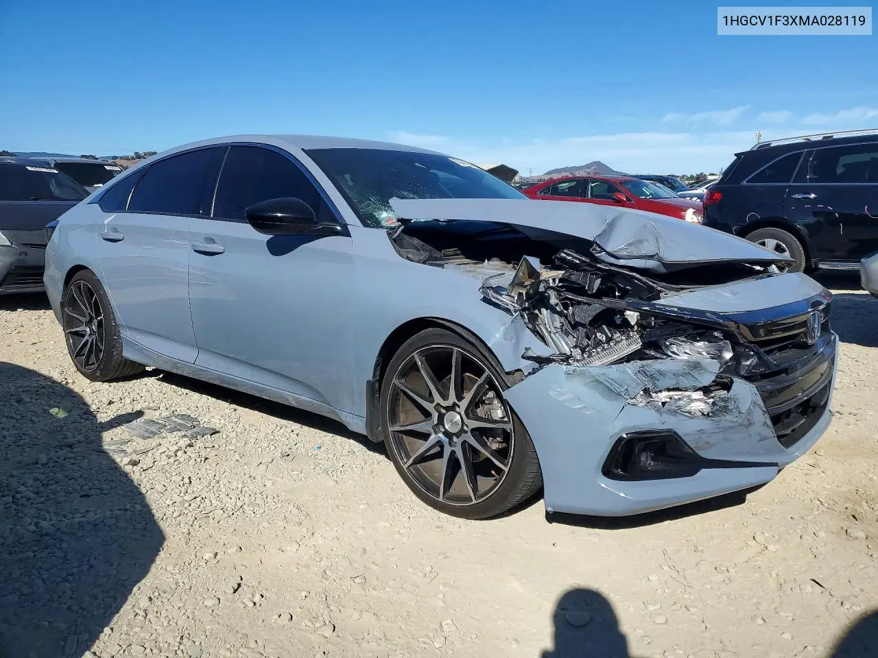 2021 HONDA ACCORD VIN 1HGCV1F3XMA028119 — фото 4