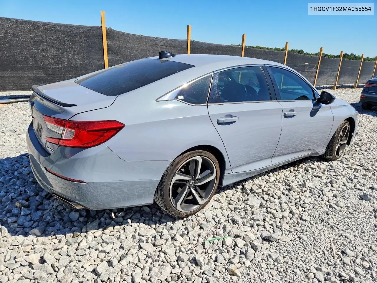 2021 HONDA ACCORD VIN 1HGCV1F32MA055654 — фото 3