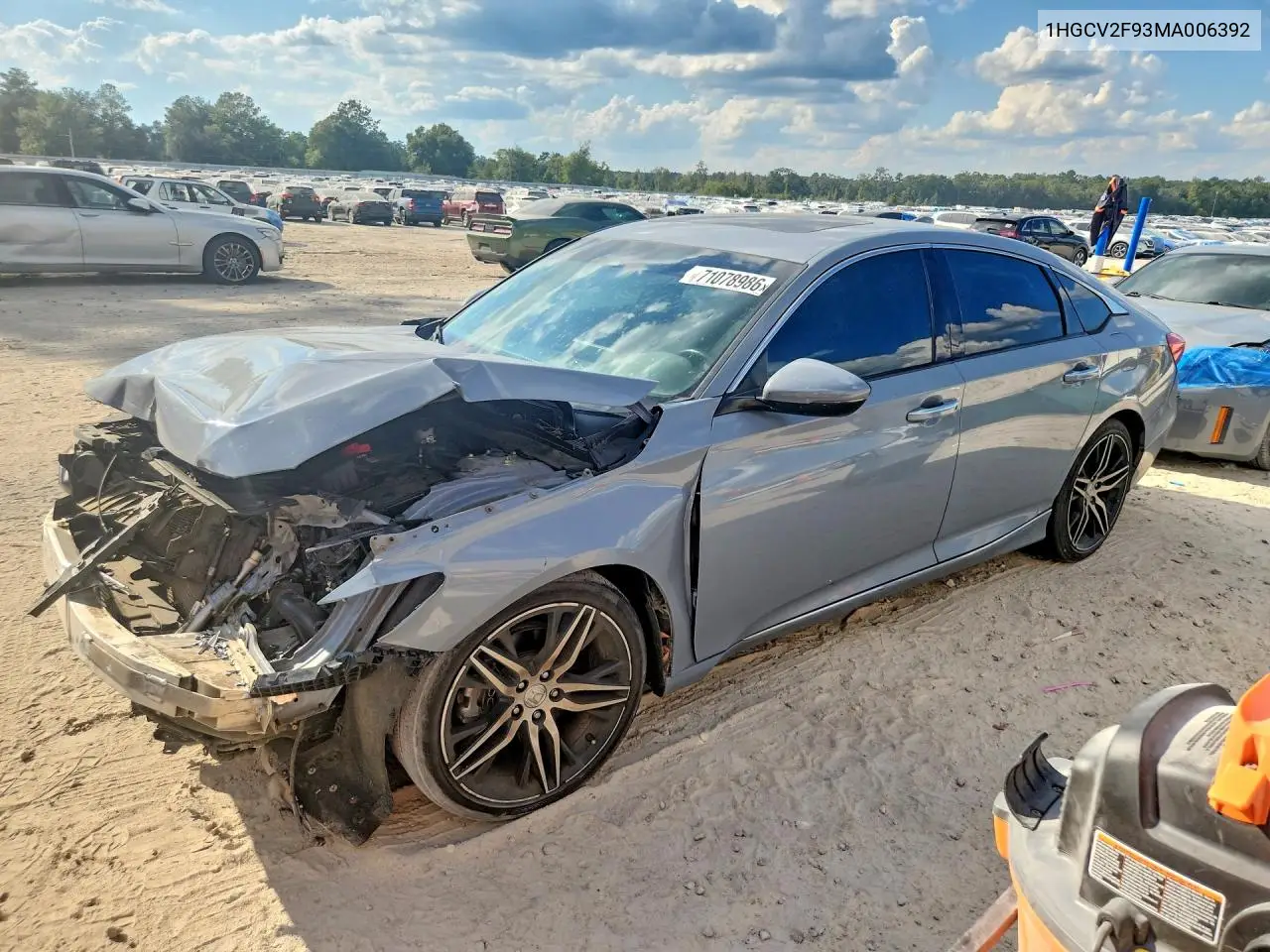 HONDA ACCORD 2021, VIN 1HGCV2F93MA006392
