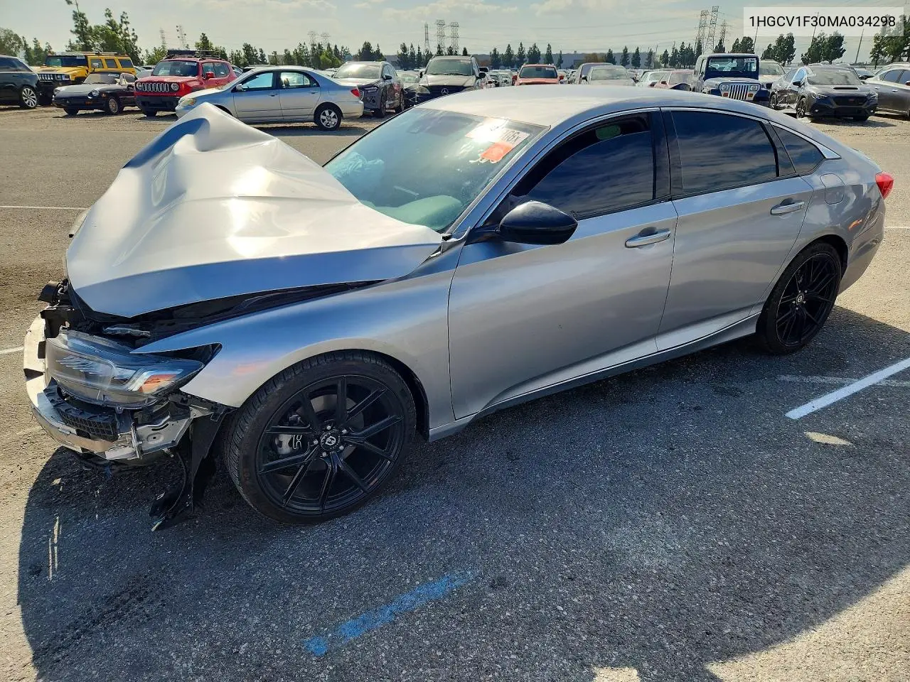 HONDA ACCORD 2021, VIN 1HGCV1F30MA034298